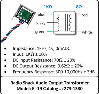 Here is also a picture of the back of the Audio Output Transformer package: